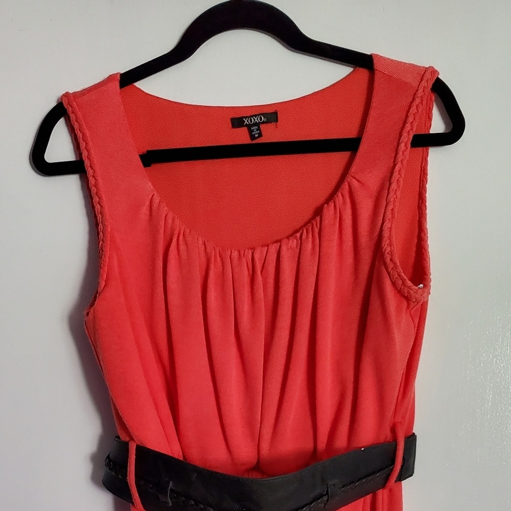 Orange Dress with Pockets and Accent Belt